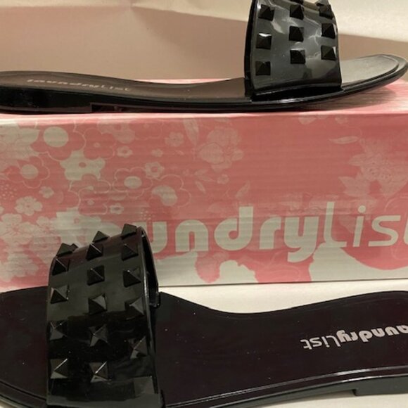 WOMEN BLACK PVC VINYL SANDALS Size: 8.0 - Picture 1 of 9